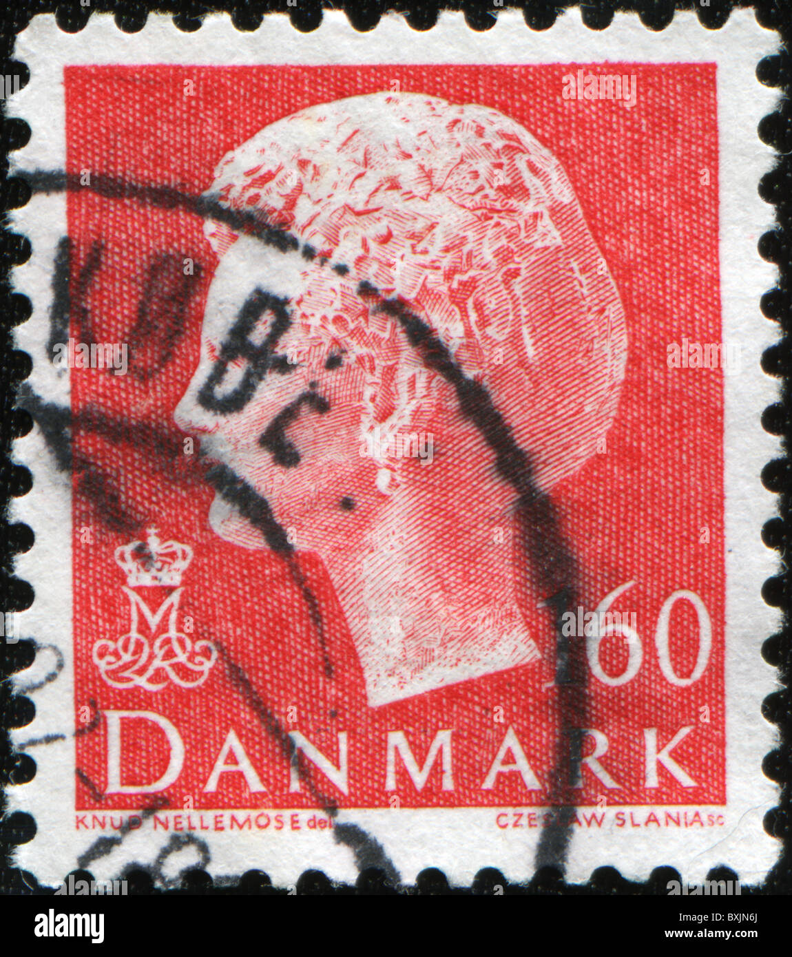 Danemark - circa 1979 : timbre imprimé au Danemark montre la Reine Margrethe II, série, vers 1979 Banque D'Images