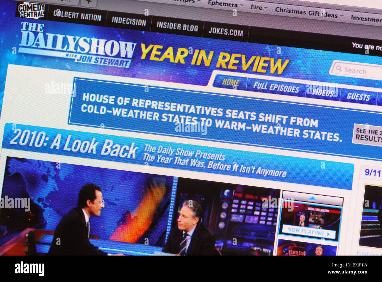 Jon Stewart et rempl. Anthony Weiner (D-NY) sur le Daily Show avec Jon Stewart website Banque D'Images