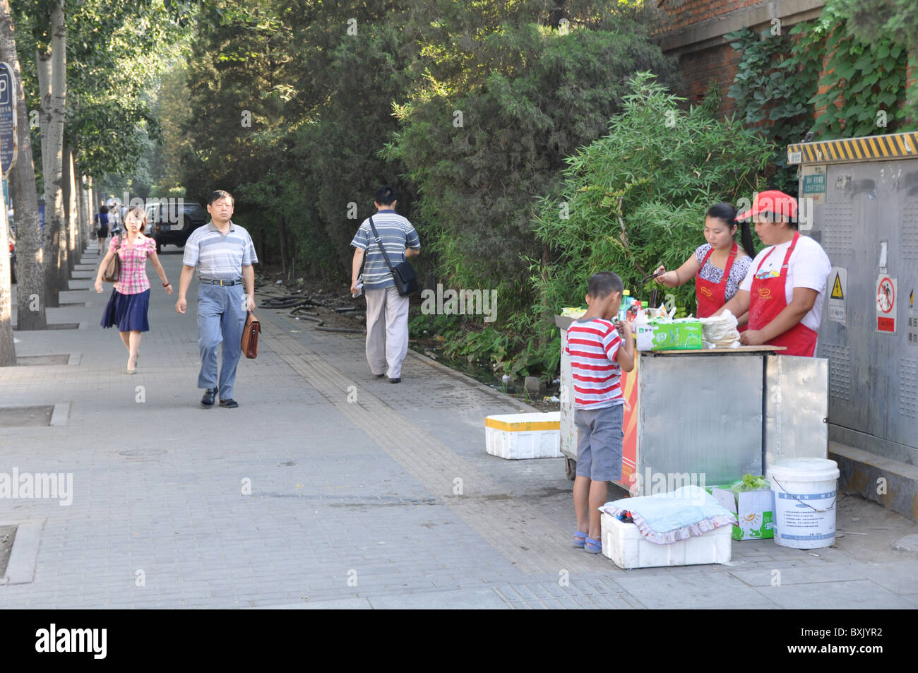 Café de la rue, de l'alimentation, à l'extérieur, Stalle, Beijing, Chine Banque D'Images