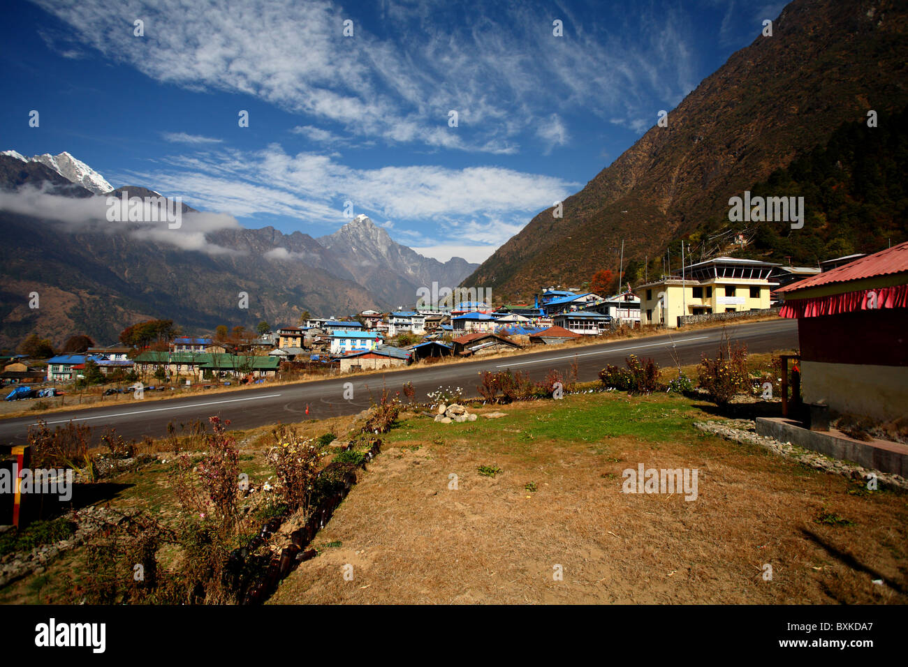 La piste de Lukla, Népal Banque D'Images