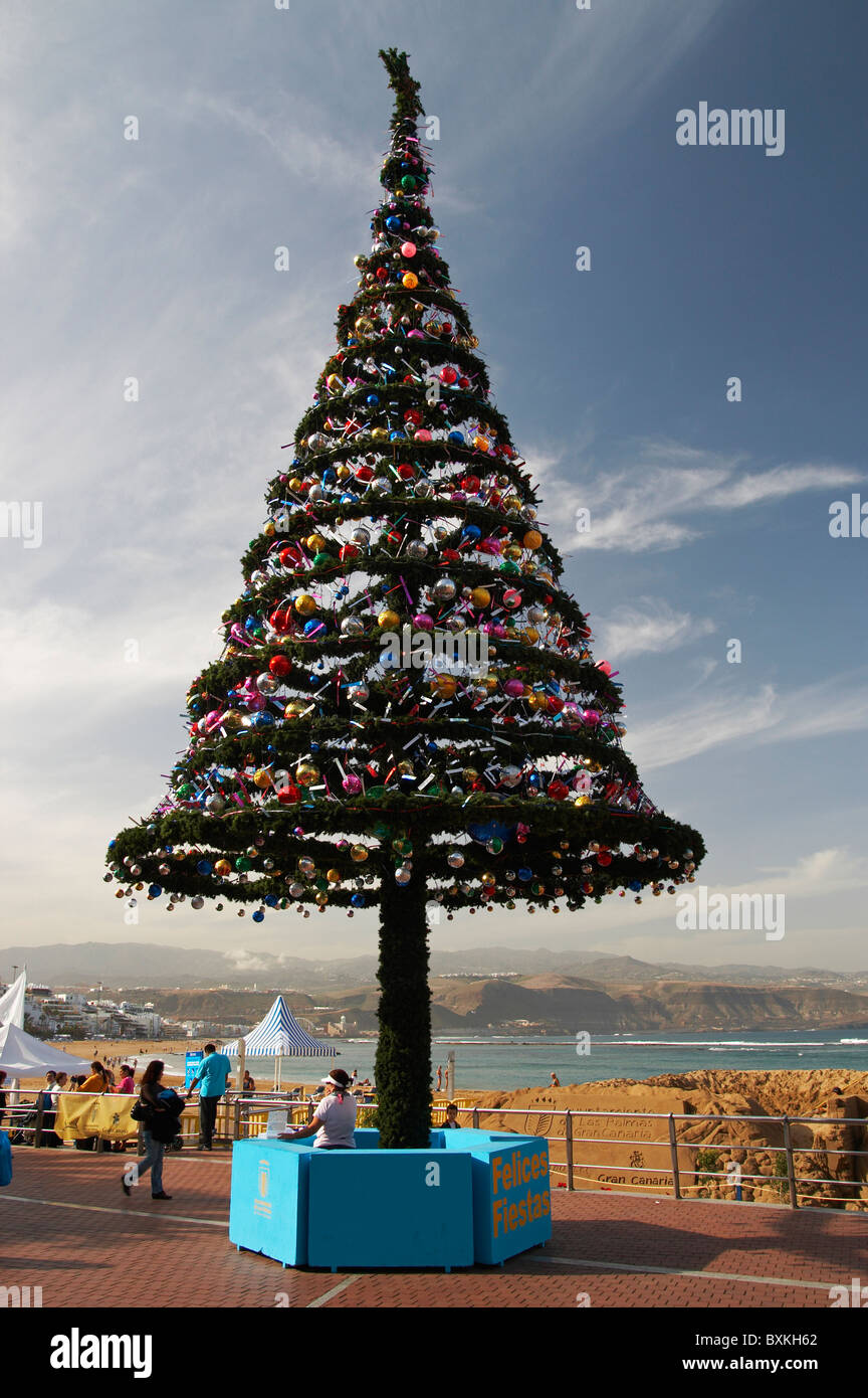 Arbre de Noël sur la plage, Playa de Las Canteras Banque D'Images