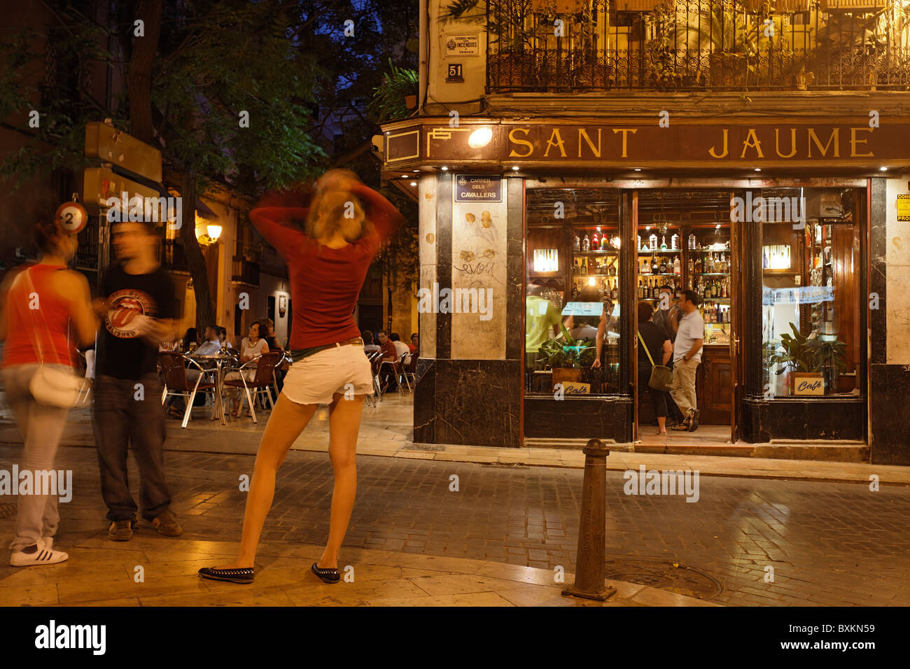 Bar, Calle Caballeros, Valencia, Valencia, Espagne Banque D'Images