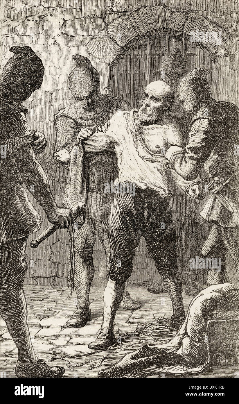 La flagellation de George Penn pendant l'Inquisition espagnole. Banque D'Images
