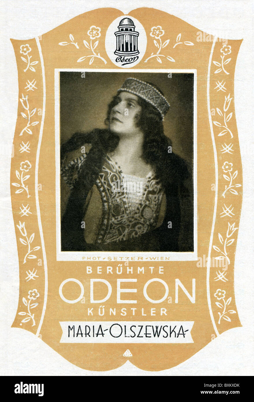 Olszevska, Maria, 12.8.1892 - 17.5.1969, musicien allemand (chanteur d'opéra), portrait, catalogue de la société d'enregistrement Odéon, Allemagne, 1925, Banque D'Images