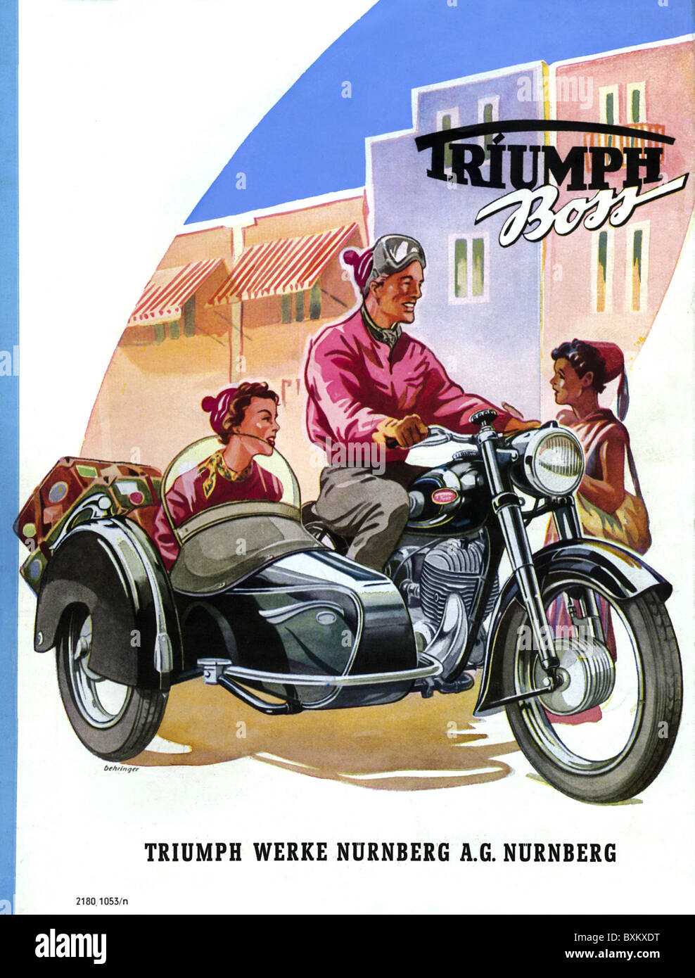 Publicité, moto avec side-car, Triumph, Boss, 350 ccm, Allemagne, 1953,  droits additionnels-Clearences-non disponible Photo Stock - Alamy