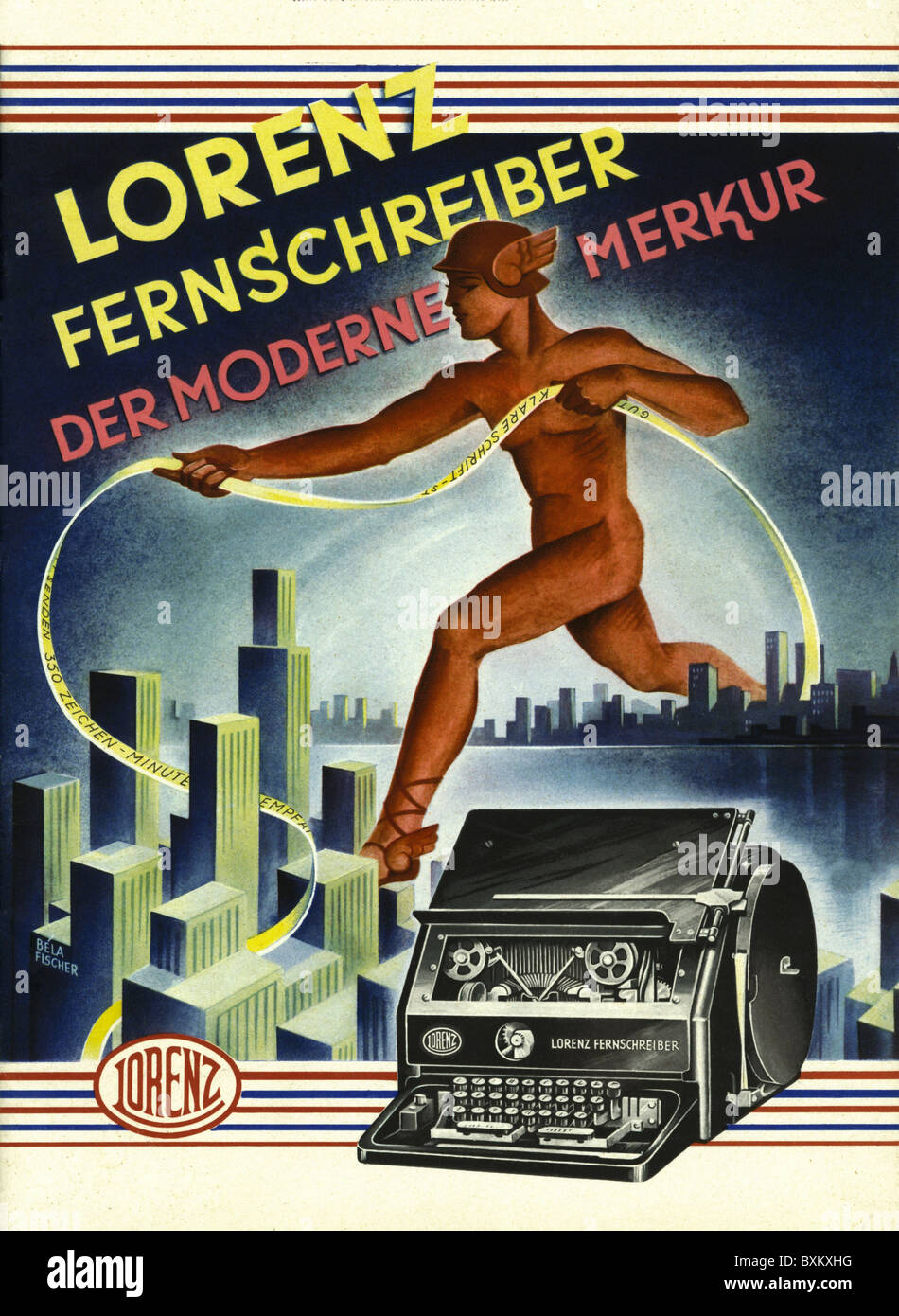 Publicité, matériel de bureau, téléimprimeur, Lorenz Company, illustration, Dresde, Allemagne, 1929, droits additionnels-Clearences-non disponible Banque D'Images