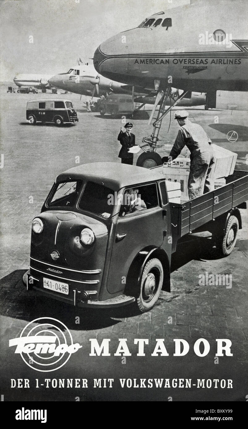 Transport / transport, voiture, variantes de véhicule, Tempo Matador, moteur Volkswagen, fabriqué par Vidal & Sohn Tempo-Werke GmbH, Hambourg-Harbug, Allemagne, 1950, droits supplémentaires-Clearences-non disponible Banque D'Images