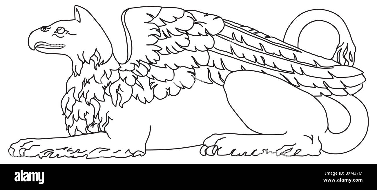 Griffin créature mythologique avec corps de lion et ailes d'oiseaux Banque D'Images