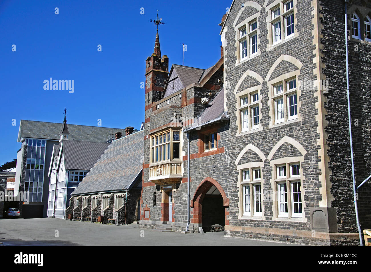 Grande École et Hare Memorial Library sur Quadrangle, Christ's College, Rolleston Avenue, Christchurch, Canterbury, île du Sud, Nouvelle-Zélande Banque D'Images
