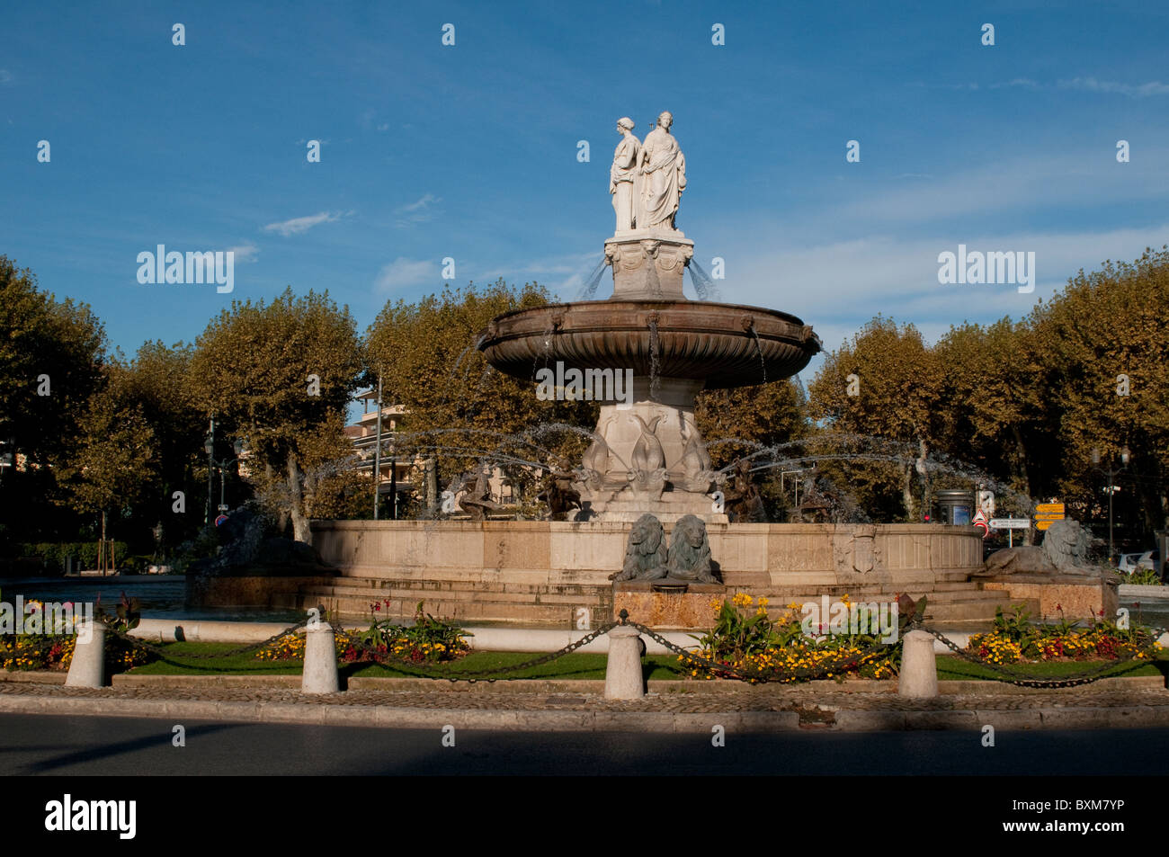 La Rotonde fontaine avec Trois Grâces, Charles de Gaulle, Aix En Provence, France Banque D'Images