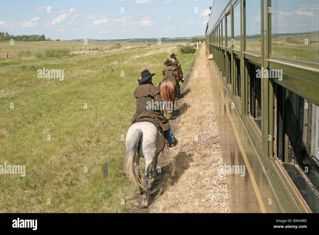 Retard de train à vapeur à Big Valley, en Alberta, Canada Banque D'Images