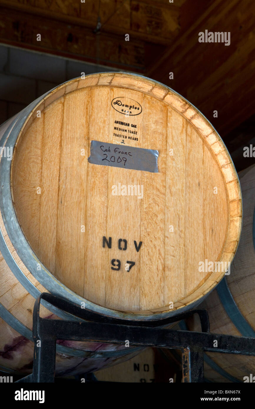 Vin baril à la Carmela Domaine situé à Glenns Ferry, New York, USA Banque D'Images