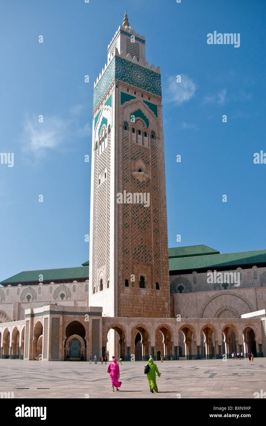 Mosquée Hassan II du Maroc à Casablanca est le 5e plus gros avec minaret le plus grand du monde Banque D'Images