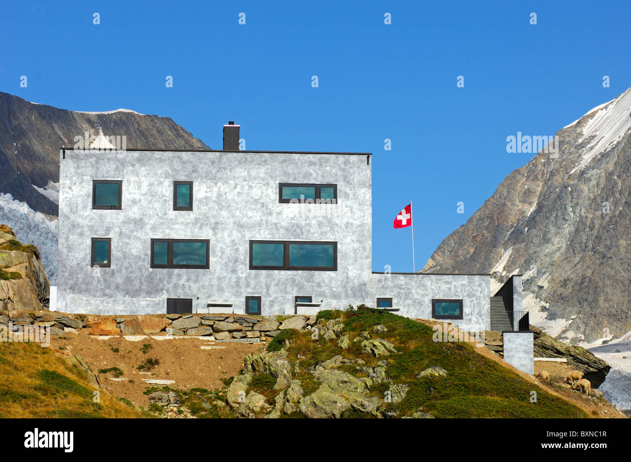 Refuge de montagne de la vallée, Anenhuette Loetschental, Valais, Suisse Banque D'Images