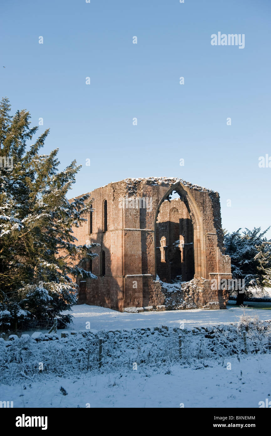 Lilleshall Abbaye, Shropshire dans un paysage hivernal. Banque D'Images