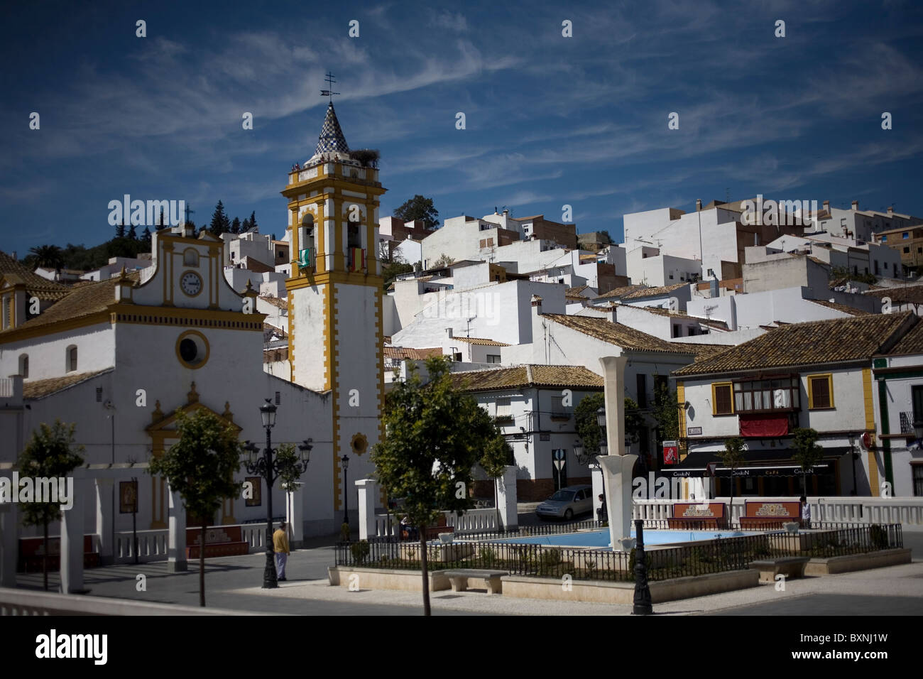 Le village blanc de Prado del Rey dans la province de Cádiz, Andalousie, Espagne, le 2 avril 2010. Banque D'Images