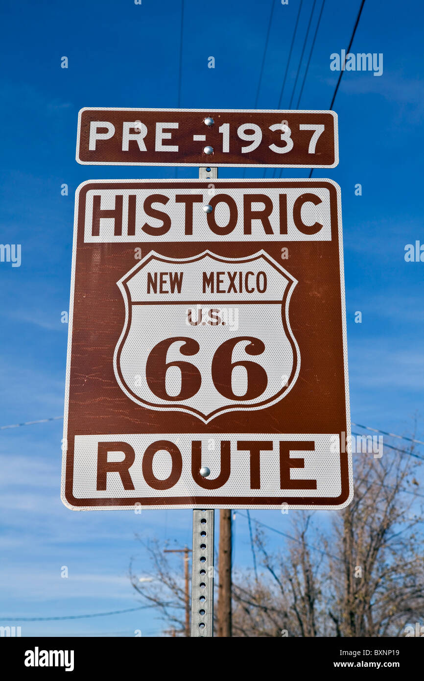 L'historique Route 66 Nouveau Mexique signe. Pre-1937. Banque D'Images