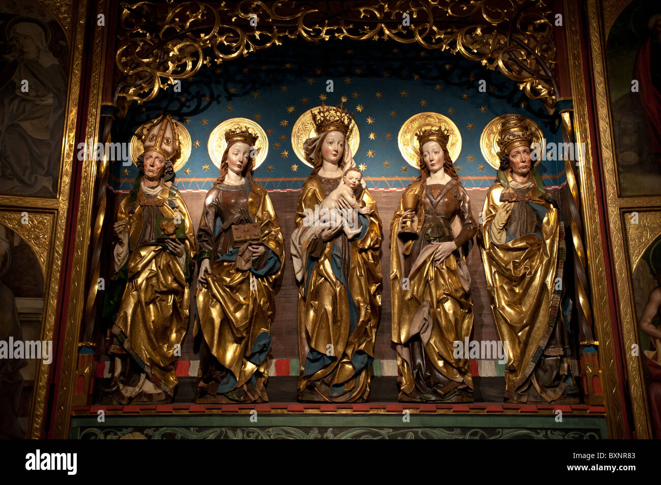Sculpture religieuse à l'affiche au Musée Grassi, Leipzig, Saxe, Allemagne, Europe Banque D'Images