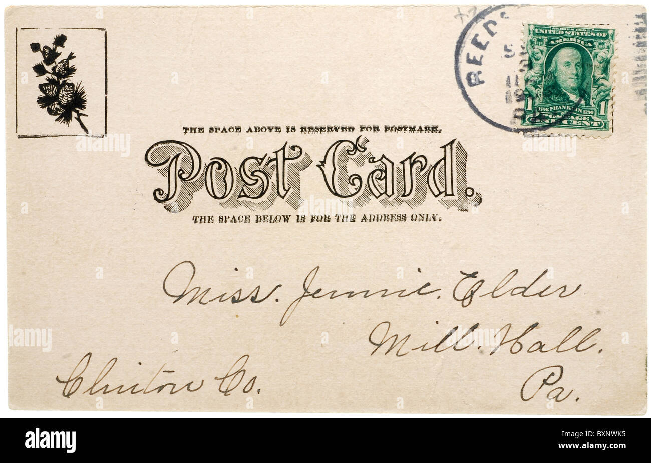 Carte postale vintage vierge de début au milieu des années 1900 avec copyspace Banque D'Images