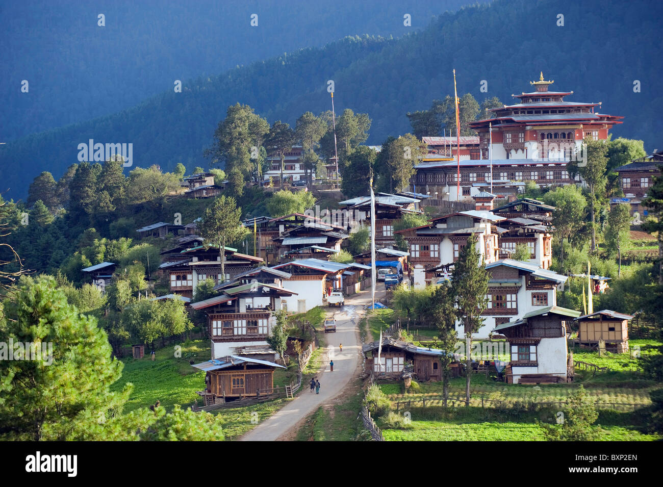 Gangtey Gompa, Monastère de la vallée de Phobjikha, Bhoutan, Asie Banque D'Images