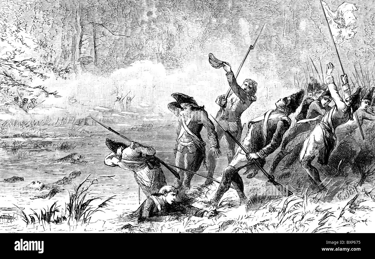Au cours de la Révolution américaine (1775-1783), la bataille (en photo ici) de Princeton, New Jersey, a eu lieu le 3 janvier 1777. Banque D'Images