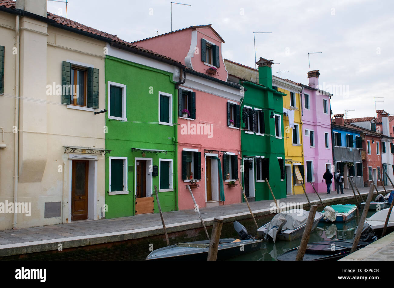 Paysages de l'Île Burano - maisons colorées Banque D'Images