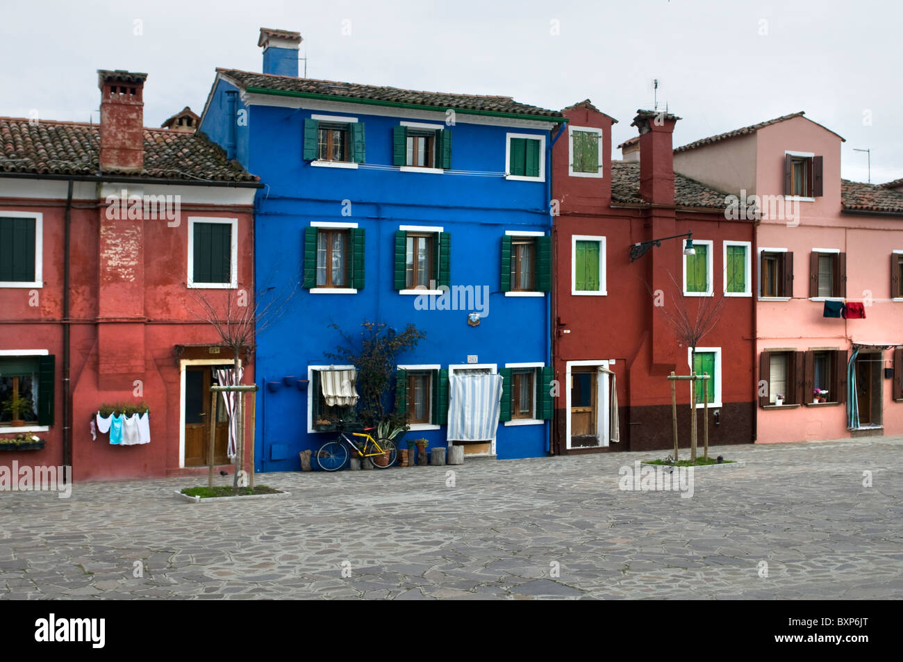 Paysages de l'Île Burano - maisons colorées Banque D'Images