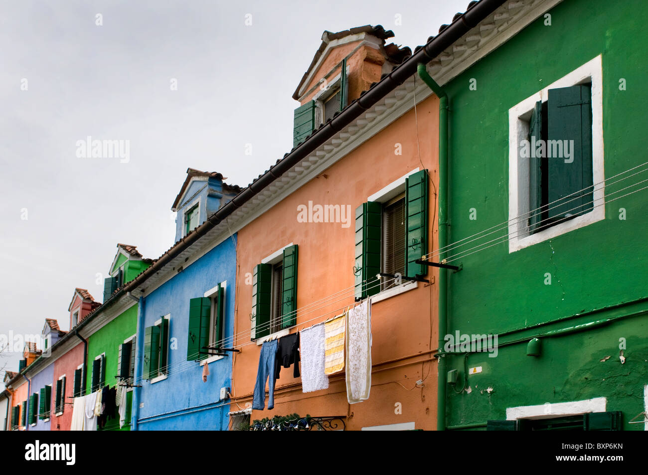 Paysages de l'Île Burano - maisons colorées Banque D'Images