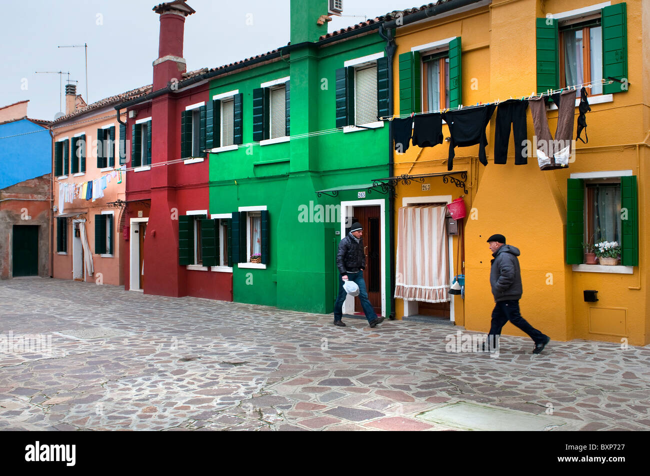 Paysages de l'Île Burano - maisons colorées Banque D'Images