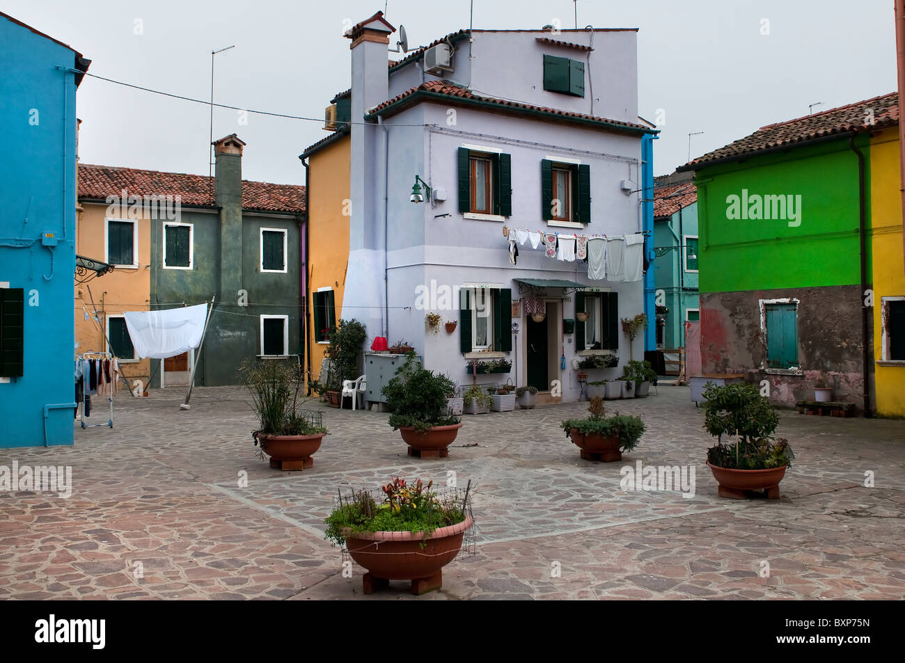 Paysages de l'Île Burano - les maisons colorées Banque D'Images