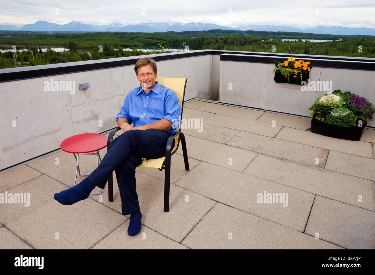 Alaska, Grand Lac, Happy Trails chenil. Martin Buser à son domicile. Banque D'Images