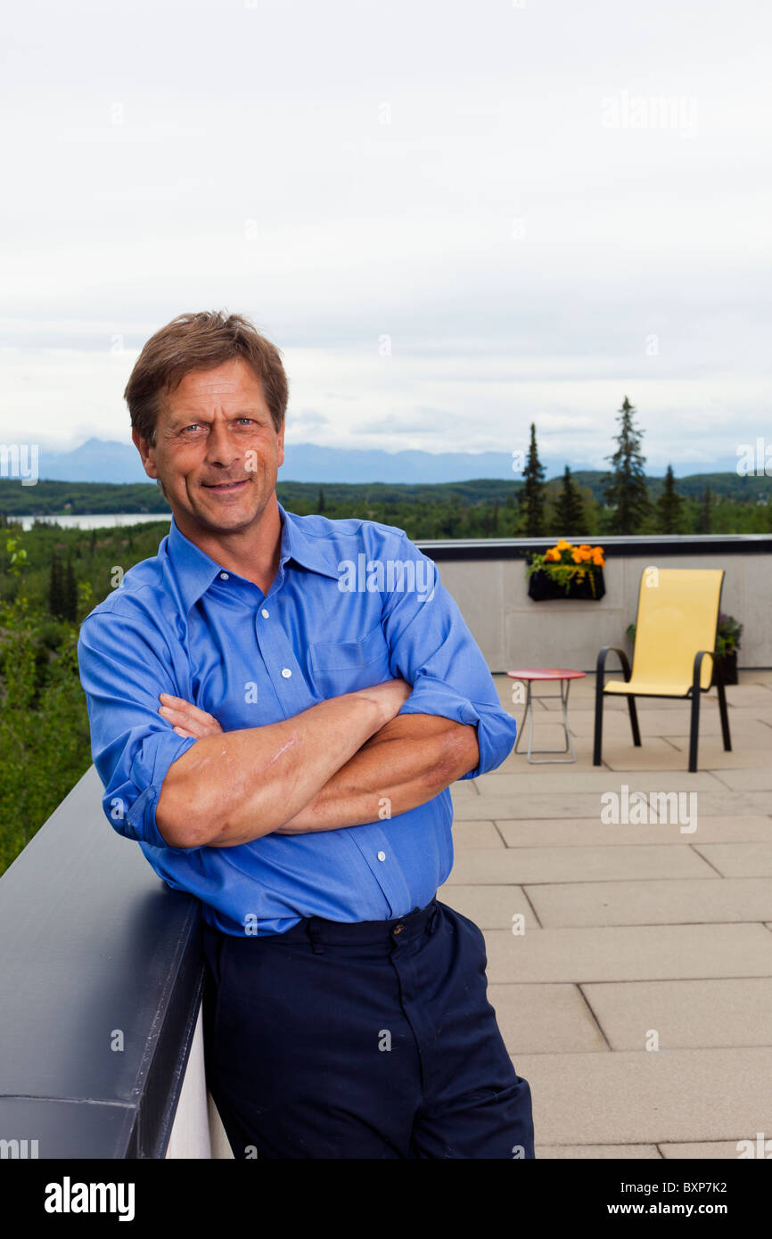 Alaska, Grand Lac, Happy Trails chenil. Martin Buser à son domicile. Banque D'Images