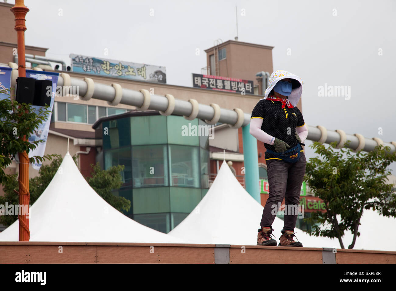 Street Sweeper à dans la mer à Mokpo, Corée du Sud Banque D'Images