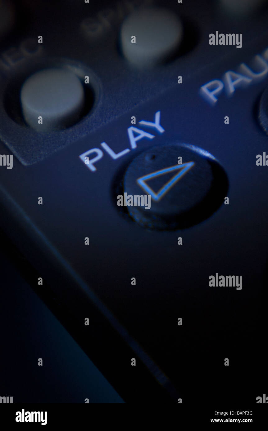 Close-up de jeu bouton d'un dispositif de commande à distance Banque D'Images