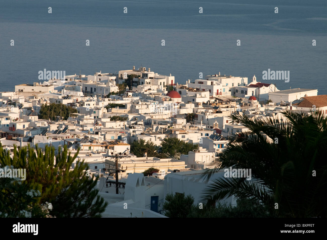 La vieille ville de Mykonos au lever du soleil Banque D'Images