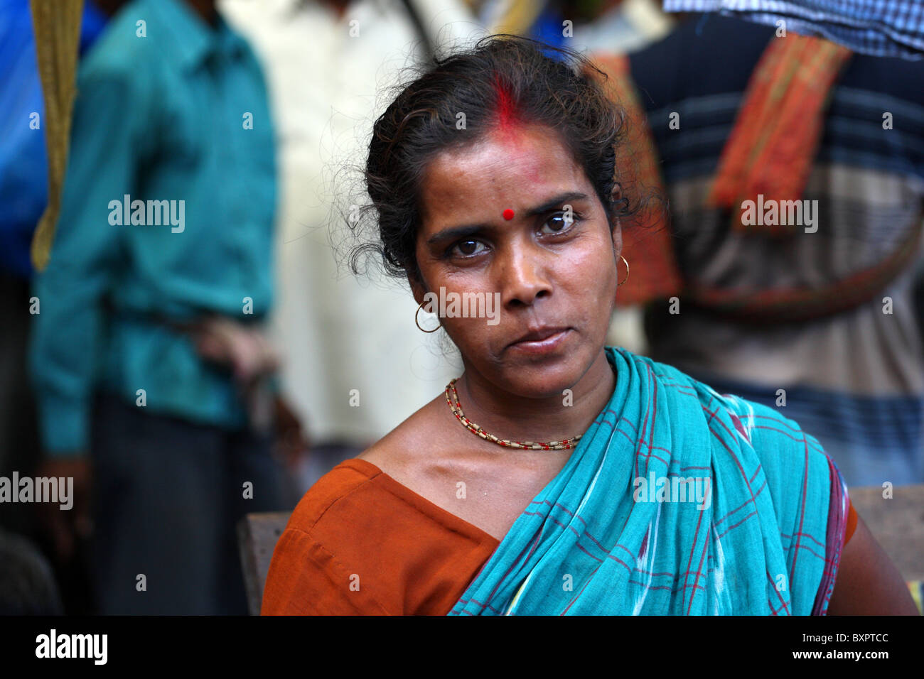 Marché féminin négociant à Calcutta, Inde Banque D'Images