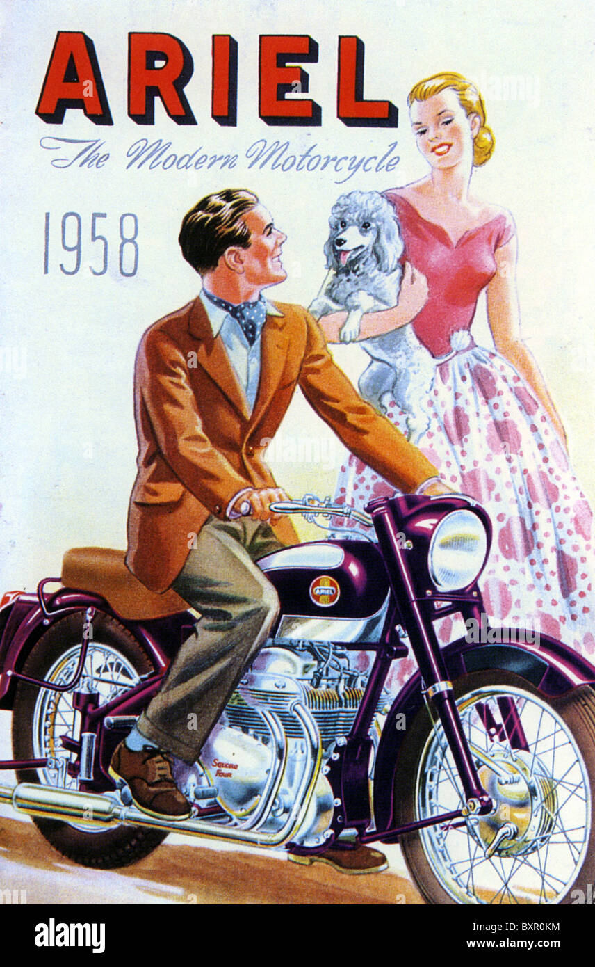 Affiche 1958 MOTO ARIEL Banque D'Images