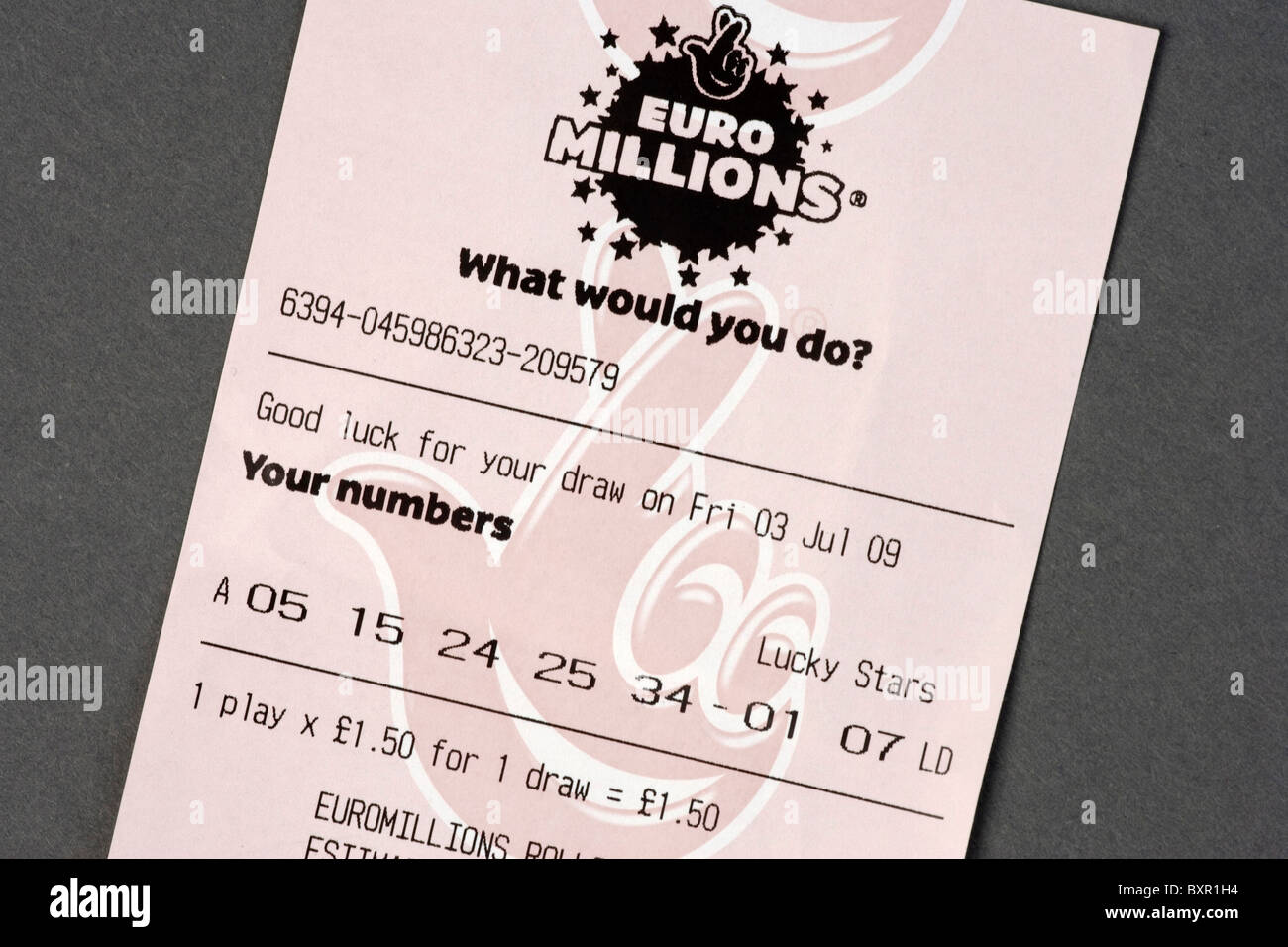 Euro Millions lottery ticket Photo Stock - Alamy