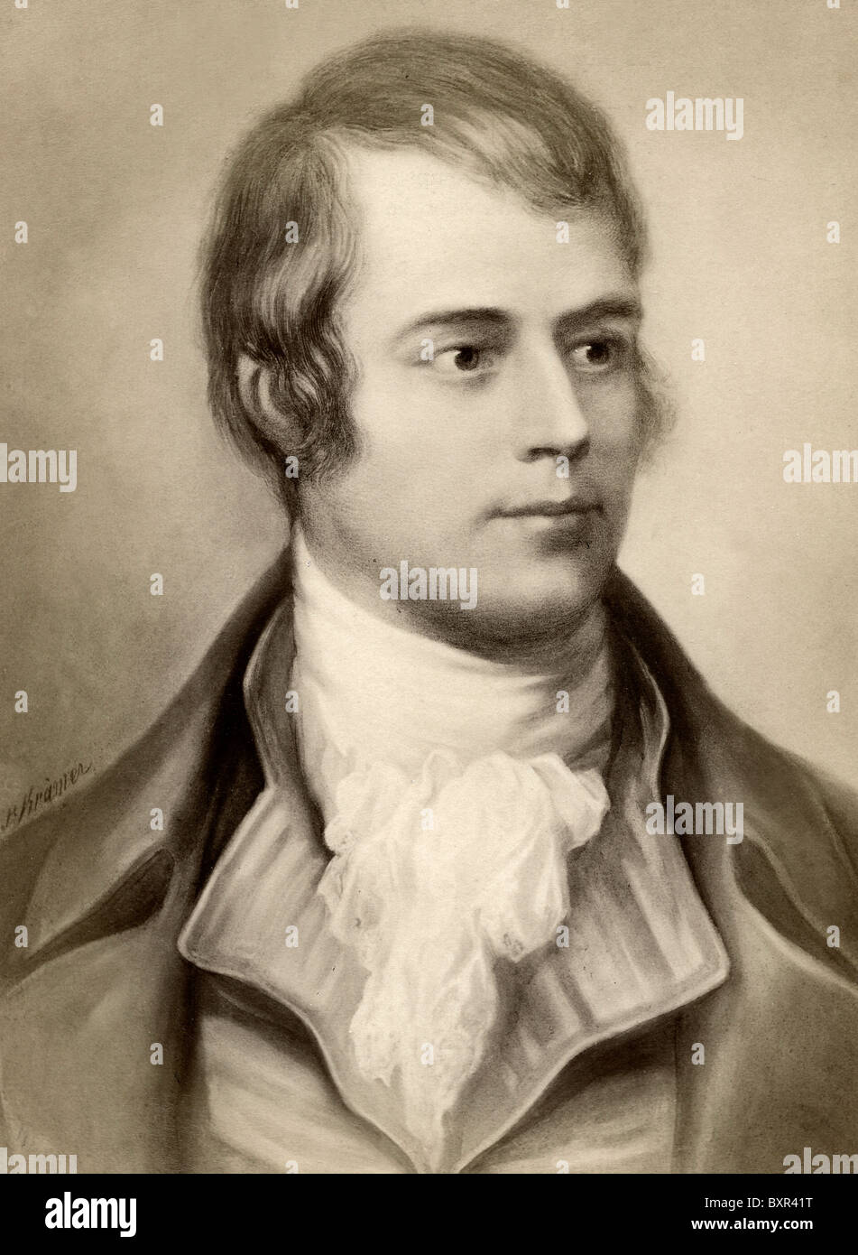 Portrait de Robert Burns (1759-1796), poète écossais (xixe siècle Albumen Photographie de peinture) Banque D'Images