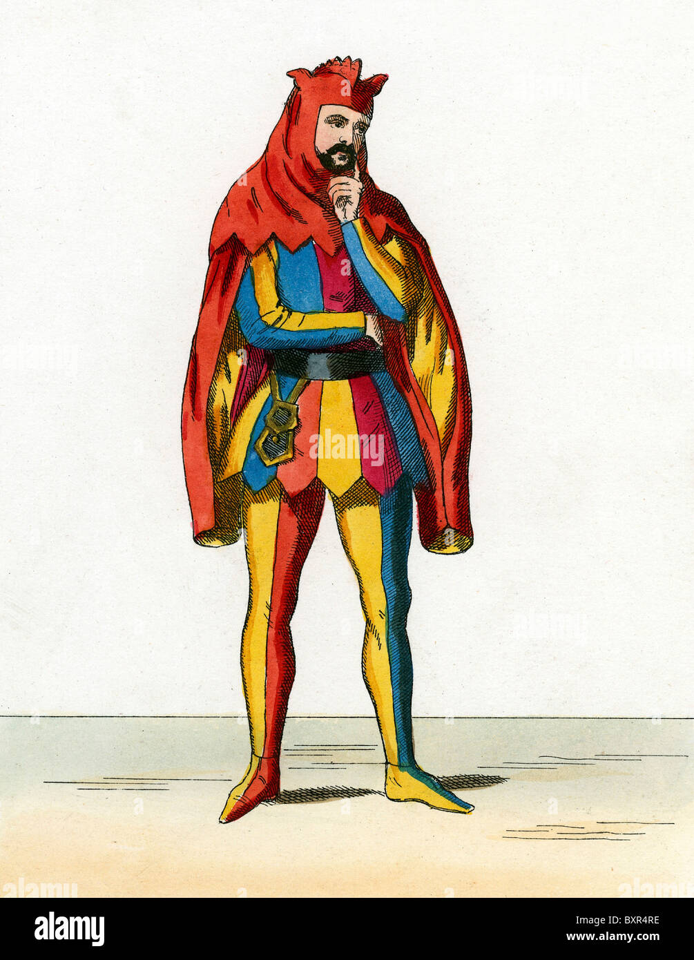 Rigoletto - fou ou bouffon habillé en costume médiéval (xixe siècle gravure) Banque D'Images