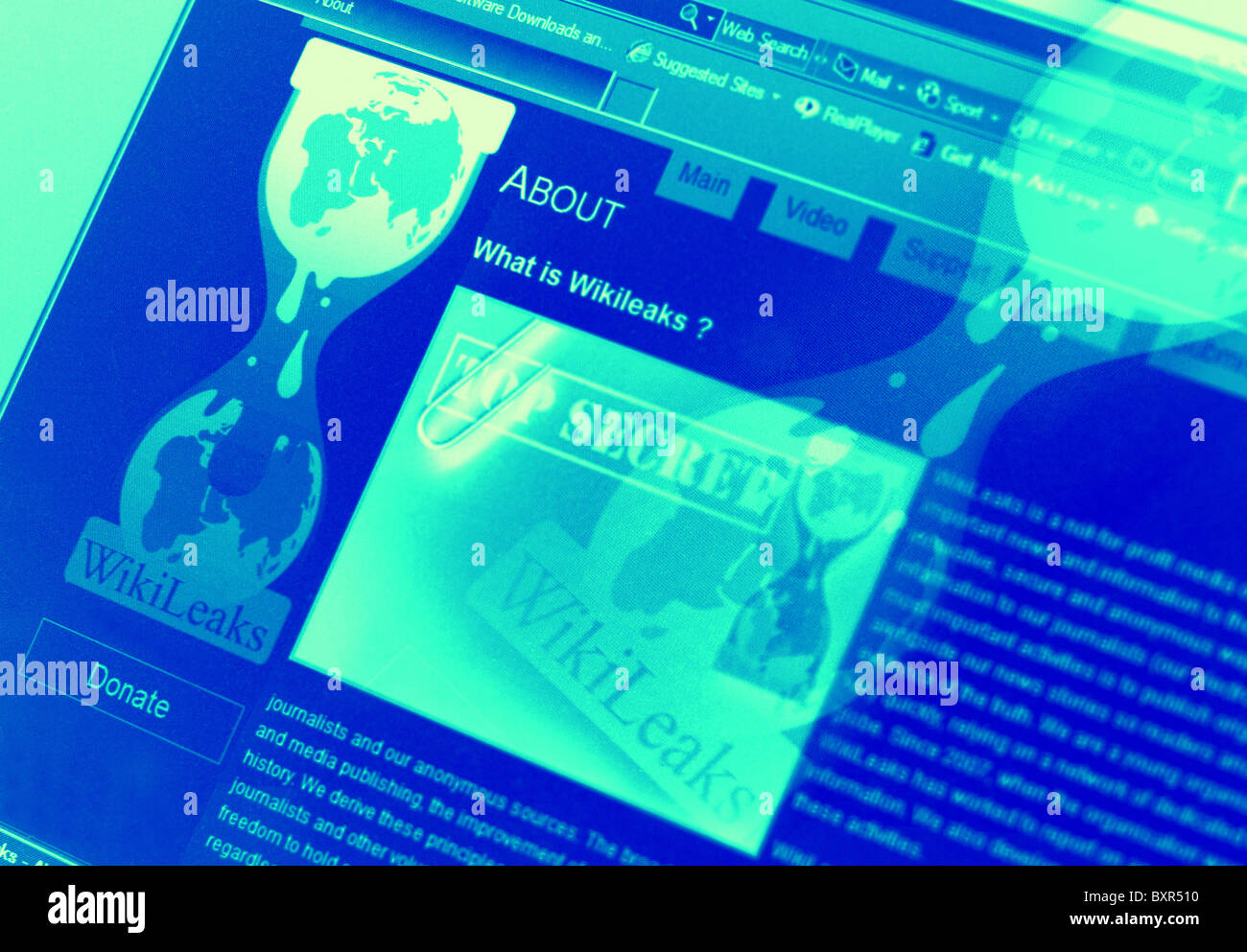 Capture d'écran du site web de wikileaks. Banque D'Images