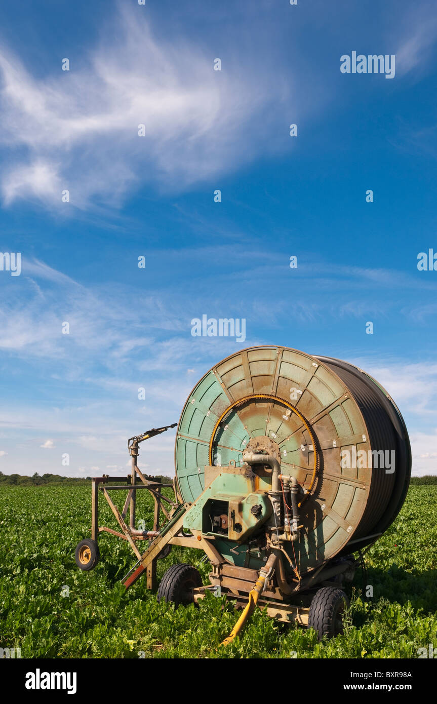 Une grande bobine de tuyau flexible pour l'irrigation de cultures sur un  champ en Benacre , Suffolk , Bretagne , France Photo Stock - Alamy