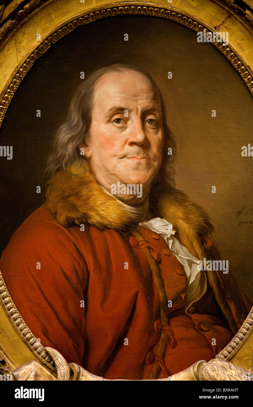 Portrait de Benjamin Franklin dans le Metropolitan Museum of Art de New York, par Joseph Duplessis Banque D'Images
