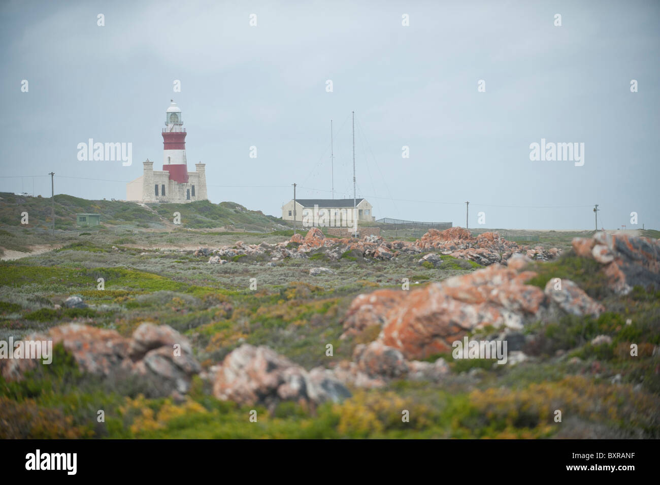 Cap Agulhas Lighthouse au point le plus sud de l'Afrique, Afrique du Sud, d'Overberg Banque D'Images