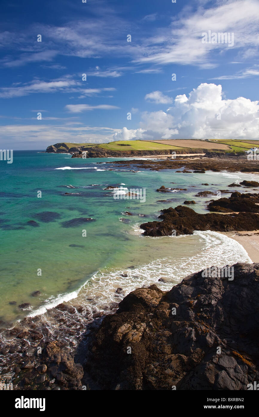 Newtrain Bay et The Trevone Bay, North Cornwall, UK Banque D'Images