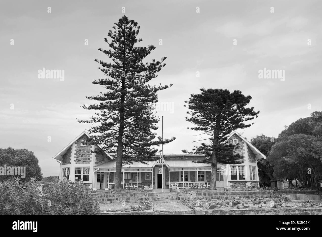 Ancienne école sur l'île Robben encore en usage aujourd'hui. Cape Town, Afrique du Sud. Banque D'Images