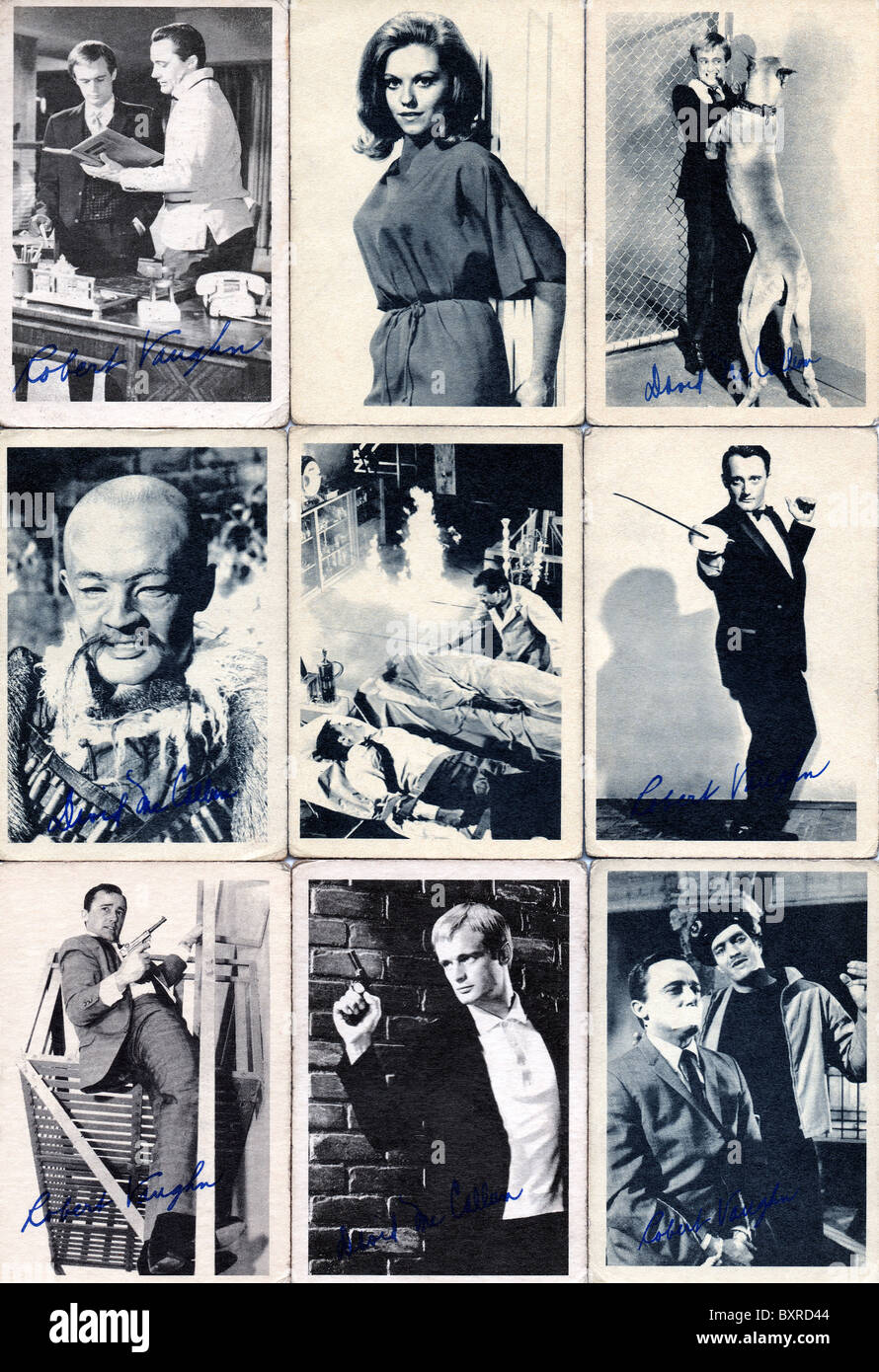 Homme d'Oncle photo cartes produites par AB&C en 1965 avec des agents secrets Napoléon Solo et Illya Kuryakin Banque D'Images