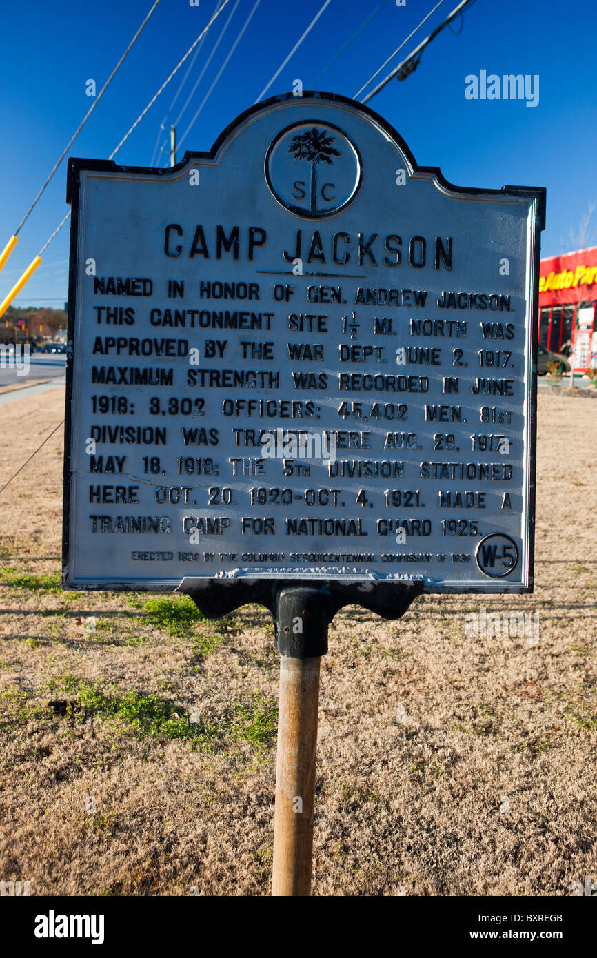 JACKSON CAMP Nommé en l'honneur du général Andrew Jackson. Ce site de cantonnement 11/2 mi nord. Banque D'Images