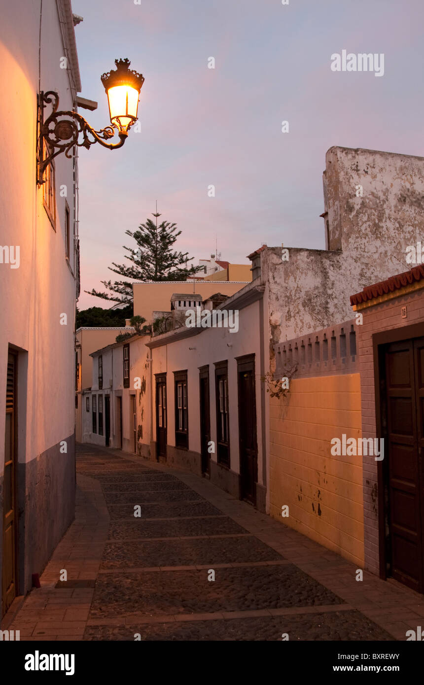 L'architecture traditionnelle et les rues pavées de la ville de Santa Cruz de La Palma, Canary Islands Banque D'Images