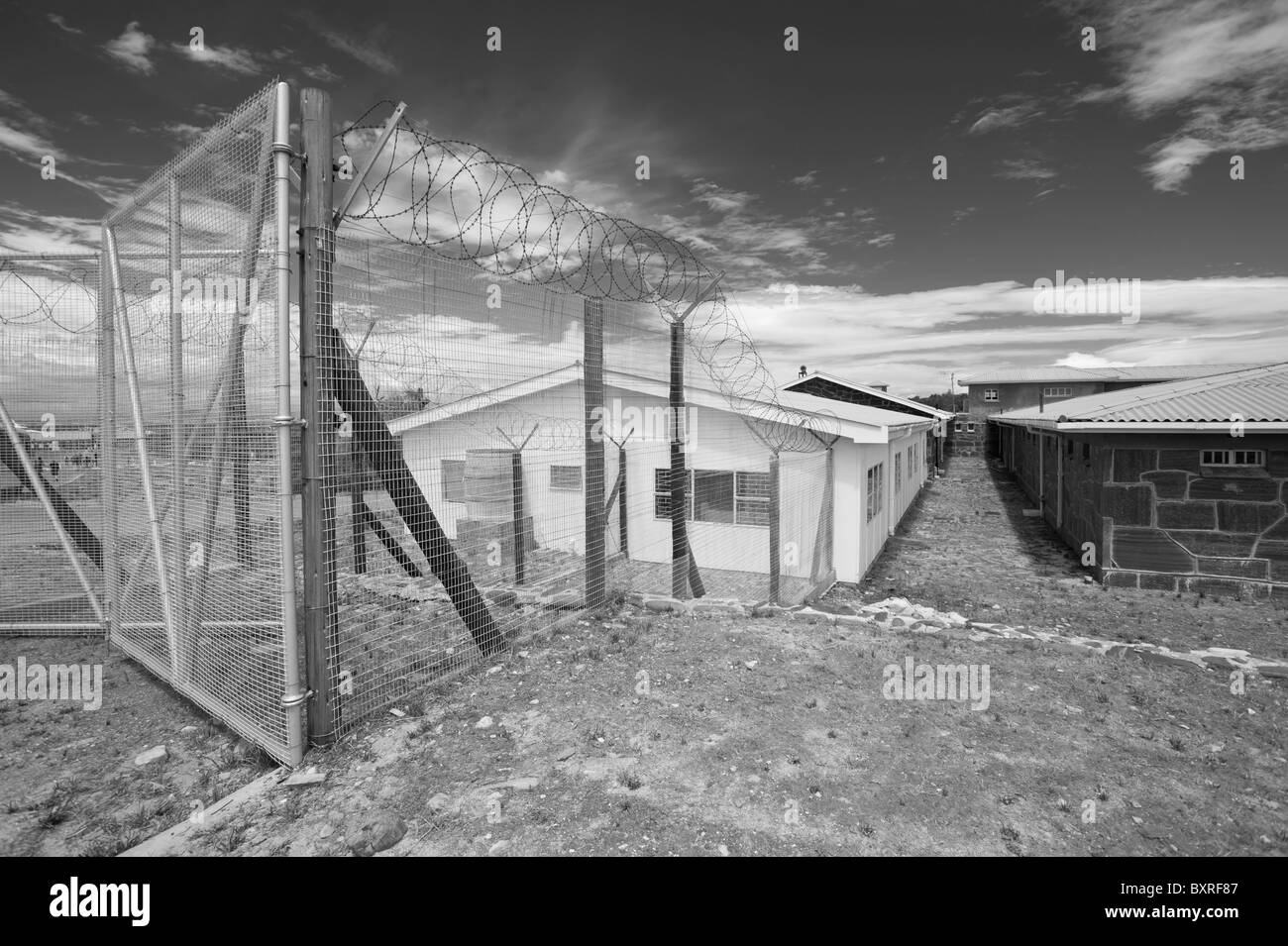 Portes d'entrée principale de l'aile des prisonniers politiques, Robben Island prison à sécurité maximum, Le Cap, Afrique du Sud Banque D'Images